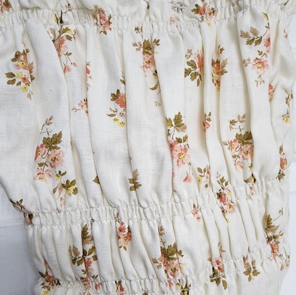 Reformation Shrub Ruffle Hem Linen Top White Ditsy Floral Print Medium - Picture 8 of 8